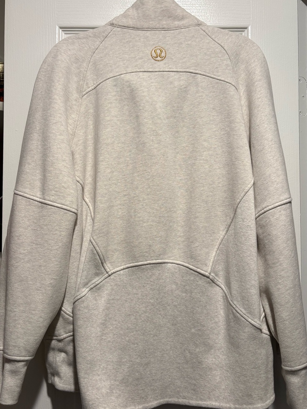 Women’s Lululemon scuba oversized pullover, heathered bone color, size L - Picture 2 of 3